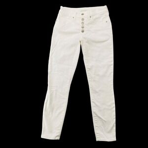 Lucky Brand Ava Mid Rise Skinny Jeans Womens 2/26 White Exposed Button Fly Denim